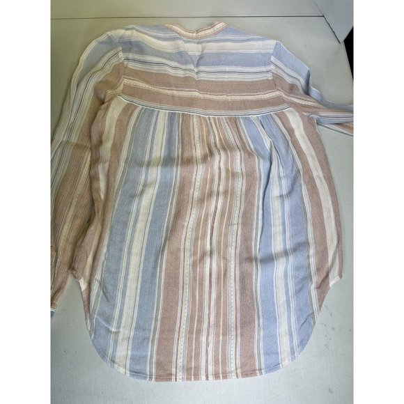 AG Adriano Goldschmeid Claire Shirt Striped Blouse Blue White Red Rayon - Picture 11 of 13